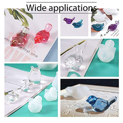 arricraft 10 Pcs 3D Bird Silicone Resin Molds, Epoxy Resin Casting Molds for for UV Resin Jewelry DIY Craft - color: 3D Bird