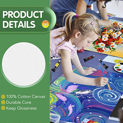 ESRICH Canvases for Painting, 36 Pack Canvas Boards 4x4, 6x6, 8x8, 5x7, 8x10, 9x12, 11x14, Round Canvas Panels with 8x8,10x10-Cotton Primed Blank Large Canvases for Acrylic, Oil, Gouache & Tempera. - style: 36 Packs Canvas Panel - 9 Sizes(4 of Each)