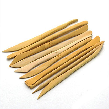 COMIART 10pcs Wooden Polymer Clay Pottery Play Dough Modeling Tools