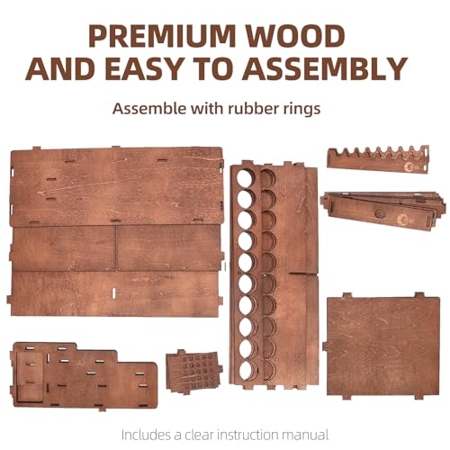 OPHIR Wooden Paint Holder Rack, 50 Holes Dia.1.42 Inches, Painting Brush Holder with 24 Slots, 1 Drawer, 25 Brush Holes, Miniature Paint Storage, Walnut-Toned Finish - color: (Dia.1.42")50 Paint Holes+1x Paint Brush Holder+1x Drawer+25x Paint brush Hole