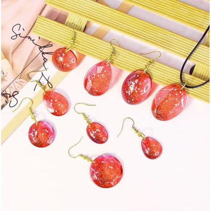 3 PCS Resin Jewelry Mold Kit with Hole Earring Silicone Mould Waterdrop Oval Pendant Molds Stars Moon Clouds Necklace Moulds for DIY Pendant Earrings Necklace Keychains Jewelry Making (3 Styles)