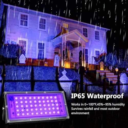 4 Pack 50W Black Lights, Blacklight Flood Light with Plug and Switch,for Glow Party, Halloween, Fluorescent Poster, Body Paint - size: 50W*4