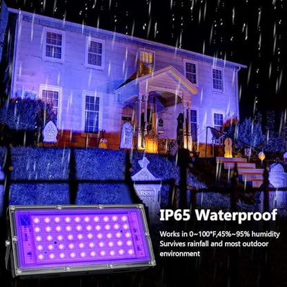 4 Pack 50W Black Lights, Blacklight Flood Light with Plug and Switch,for Glow Party, Halloween, Fluorescent Poster, Body Paint - size: 50W*4