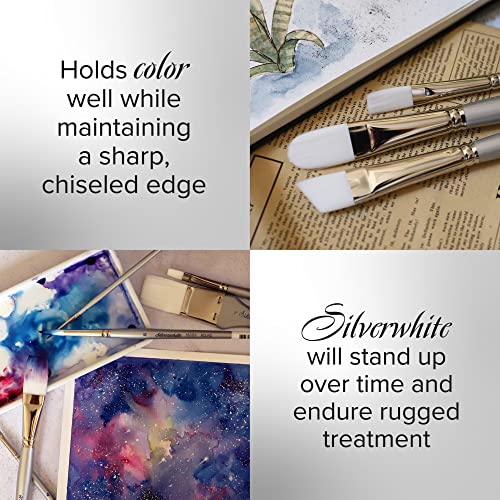 Silver Brush SW-1550 Silverwhite Long Handle Brush Set, 5 Per Pack - style: 5 Pc, Plein Air Set