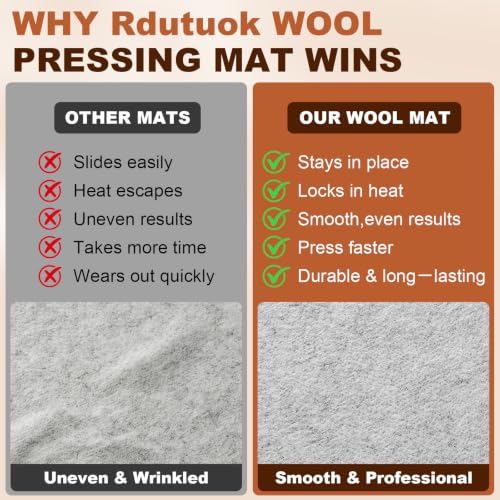 17" X 24" and 10" X 10" Wool Pressing Mat 100% New Zealand Felted Wool Ironing Mat Pad Quilting Wooly Felted Iron Board for Quilter, Sewing, Quilting Supplies - size: 17" x 24" + 10" x 10"