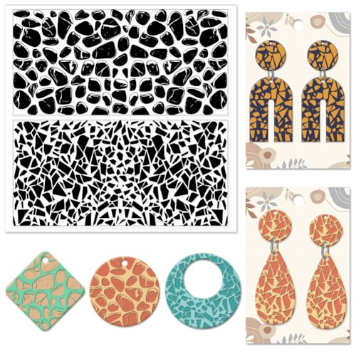 CHGCRAFT Tile Pattern Polymer Clay Texture Sheets Pebble Texture Silicone Clay Texture Stamp Clay Modeling Pattern Pad Texture Sheets for Earrings Jewelry Making - style: Pebble
