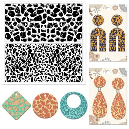CHGCRAFT Tile Pattern Polymer Clay Texture Sheets Pebble Texture Silicone Clay Texture Stamp Clay Modeling Pattern Pad Texture Sheets for Earrings Jewelry Making - style: Pebble