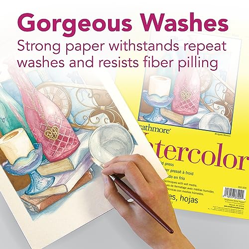 Strathmore 300 Series Wire Bound Watercolor Pad, 140 lb. Cold Press, 11 X 15 inches, White, 12 Sheets (360-11) - size: 11x15, style: Wire Binding