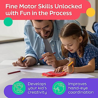 AYNAT FUN Magnetic Drawing Board for Kids & Toddlers with Beads and Magnet Stylus Pen - Magnetic Travel Toy for Airplane & Car Ride Activities for Kids - color: Red