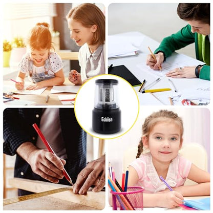 Electric Pencil Sharpener, Office Personal Super Sharp, Powerful Stall-Free Motor, 10yr Warranty, (Black)
