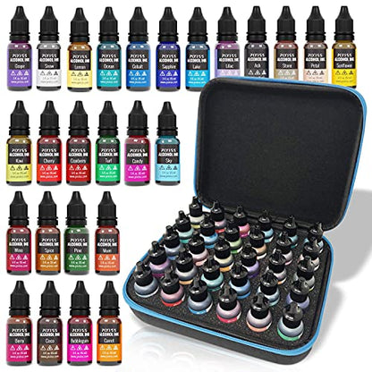Pixiss Alcohol Ink Set - 25 Large Highly Saturated Colors - (15ml/.5oz), Alcohol Ink Storage Carrying Case Organizer by Pixiss, Stores 30x 0.5-Ounce Bottles of Alcohol Ink