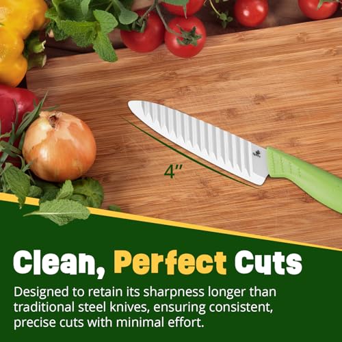 Durable Ceramic Knife for Chopping Vegetables & Fruits, 4” Non-Reactive and Professional Ceramic Chef Knife for Clean Cutting, Rust-Proof Sharp Blade with Ergonomic Handle, Gift-Ready Kitchen Knives - style: 4 inch