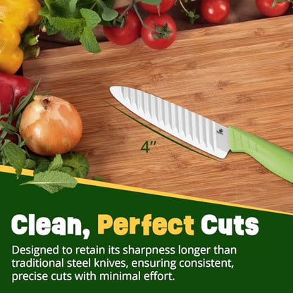 Durable Ceramic Knife for Chopping Vegetables & Fruits, 4” Non-Reactive and Professional Ceramic Chef Knife for Clean Cutting, Rust-Proof Sharp Blade with Ergonomic Handle, Gift-Ready Kitchen Knives - style: 4 inch