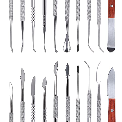 FveBzem 10 pcs/Set Wax Carving Tools Stainless Steel Wax Carver Clay Pottery Sculpture Tools Dental Instrument Kit Surgical Dentist Sculpture Knife Instruments Tool Kit with Storage Bag