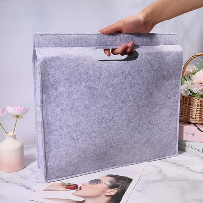 Felt Art Portfolio Bag Felt Artist Storage Bag with Handles for Artwork, Posters, Sketches and Paintings, 14.5x15.7x0.27 inch, Gray