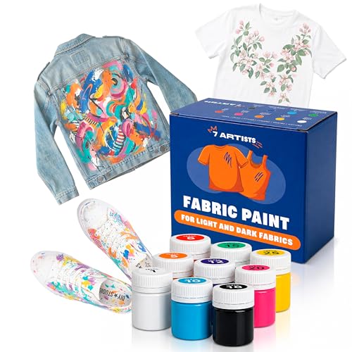 Fabric Paint Set for Clothes 9 Colors (20 ml/0.7 oz) – Permanent Textile Paint for T-Shirts, Shoes, Canvas & Tote Bags | Rich Colors Fabric Paints for DIY, Crafts | Washable After Drying - color: Paint Set 9 Colors x 20 ml
