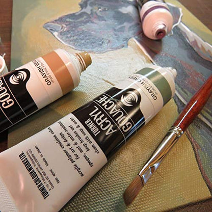 Turner Acrylic Paint Set Artist Acryl Gouache - Super Concentrated Vibrant Acrylics, Fast Drying, Velvety Matte Finish - [Set of 48 | 20 ml Tubes]