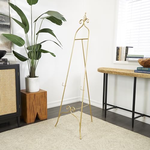 Deco 79 Metal Scroll Display Easel 3 Tier Floor Standing Easel, Display Stand 21" x 21" x 63", Gold - color: Gold
