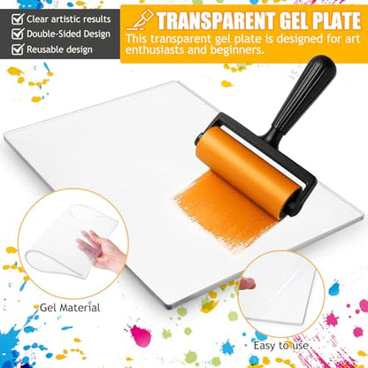 Toddmomy Gel Printing Plate - 15” X 11” Reusable Gel Monoprinting Plate, Press Art Printmaking Supplies for Card Making, Scrapbooking, Arts and Crafts, Suitable for Water-Based Paints, Acryli