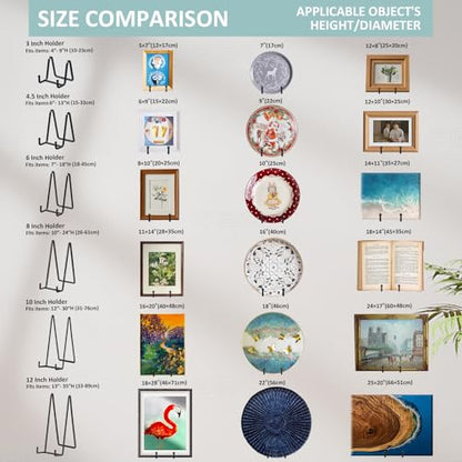 Plate Holder Easel Display Stand - 8 inch Metal Plate Stands for Display - Tabletop Picture Stand - Black Iron Easels for Display Pictures | Photo Frames | Book | Decorative Plates | Plaque -2 Pack - size: 8 inch (2 pack)