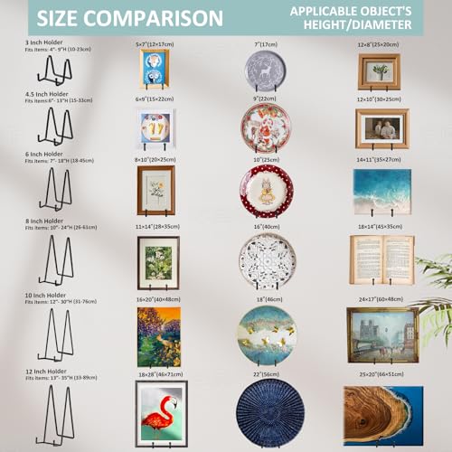 Large Plate Holder Display Stand - 12 inch Super Tall Big Plate Stands for Heavy Duty Display - Metal Picture Frame Stand - Tabletop Easel Stand for Decorative Platter | Plaque | Book - 2 Pack - Black - size: 12 inch (2 pack)