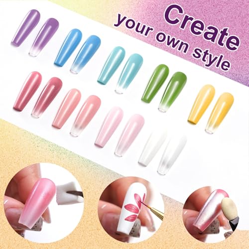 Gradient Painting Gel, 9 Bright Colors Ombre Gel Nail Polish Light Pink Blue Summer Kit Sponging for Pigment Pat Kit Aura Nails French Manicure Soak Off UV Bloom Summer Set - color: Bloom Summer Set