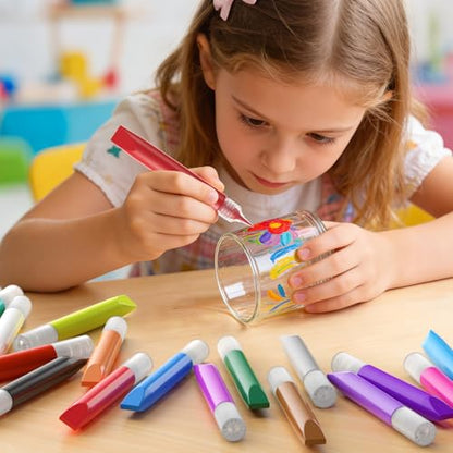 48 Pcs Suncatcher Paint Pens, Stained Glass Sun Catcher Pens 24 Colors 10ML Each, Suncatcher Kit Glass Paint Window Art Pen Crafts for Gift DIY Party Activity Supplies