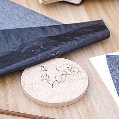 100 Pcs Carbon Transfer Paper with 5 Pcs Embossing Styluses Tools 11.7 X 8.3 Inch Copy Paper for Tracing Pattern on Wood Paper Canvas Cloth (Black) - color: Black
