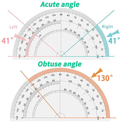Geometry Set Maths Compasses for Grade Students Back to School Supplies with Compasses Protractor in Carry Case, Pink