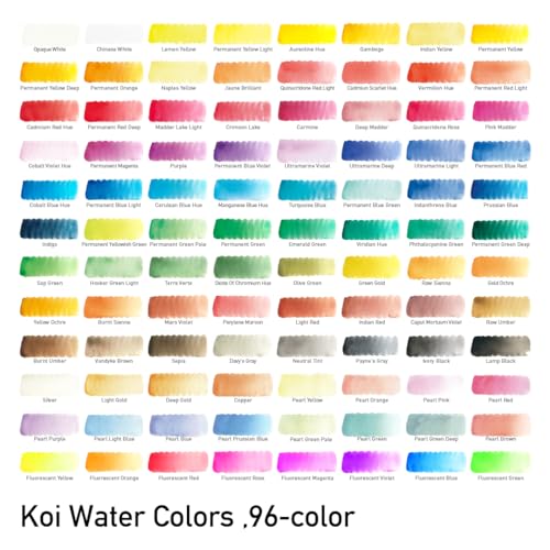 SAKURA Koi Studio Water Color Paint Set, 96 Cake Colors w/Water Brush XNCW-96N