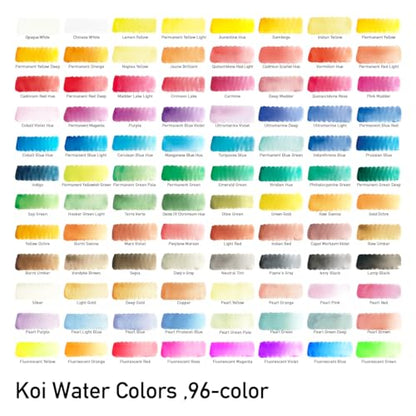 SAKURA Koi Studio Water Color Paint Set, 96 Cake Colors w/Water Brush XNCW-96N