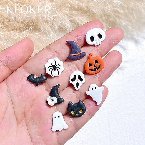 KEOKER Halloween Polymer Clay Cutters - 10 Shapes for Jewelry, Earrings, Pumpkin - Studs Included - color: Studs Clay Cutters