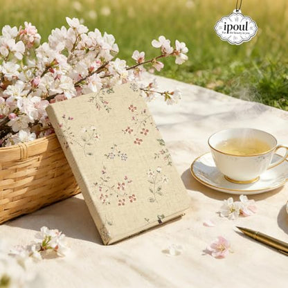 Floral Linen Journal, Similar Embroidered, Small Notebooks 5x7, Lay Flat Sketchbook, B6 Notebook, Hardcover, Lined & Unlined Notebook, Apricot - color: B6-Floral Apricot