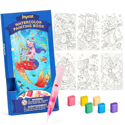 JoyCat Pocket Paint with Water Coloring Books for Kids, Art & Craft Activity Toy Set, Creative Travel & Home Painting Kit, Gifts for Girls & Boys Ages 3-8 (Ocean Princess) - style: 1 Pack - Ocean Princess