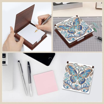 Diamond Painting Kit memo Box, Diamonds Art DIY Butterfly Patterns Sticky Note Box Special Shape Drill, with 160 Sticky Note, Ideal for Home Office Supplies, Handicrafts, Holiday Gifts - color: Butterfly