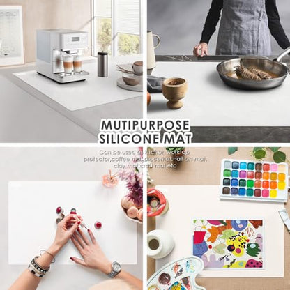 31.5" x 23.6" Extra Large Silicone Mat for Resin Casting, Epoxy and Crafts, Nonstick Silicone Sheet for Jewelry Casting Molds, Clear Countertop Protector Mat Heat Resistant Placemats by Foepoge - color: Translucent