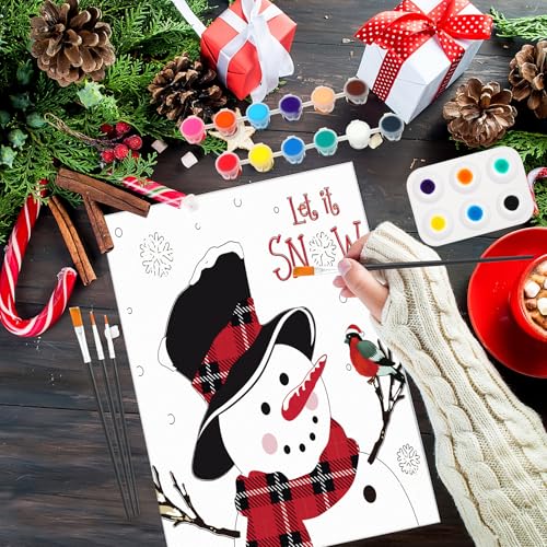 Dinifee 6 Pack Pre Drawn Canvas for Painting Pre Printed Canvas Kit 8 x 10 Inch Stretched Cotton Paint and Sip Set for Adults Couple Party Graduation Summer Date Night(Santa Blessing) - style: Santa Blessing