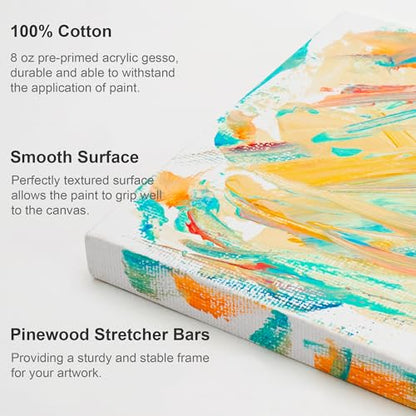 AUREUO Mini Stretched Canvas - 2x2 Inch/24 Pack - 2/5 Inch Profile Tiny Square Canvas Boards for Painting - Art Gift Set Bulk Pack Canvases for Acrylic Painting & Craft - size: 2"x2"