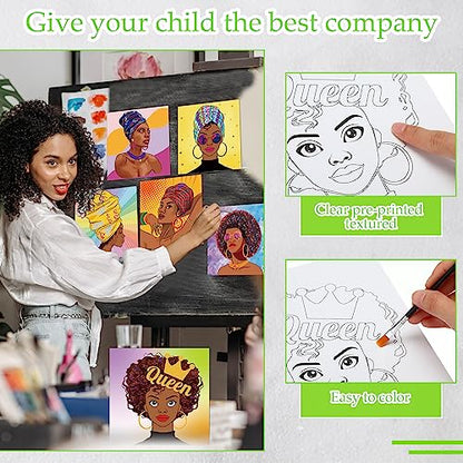 Ctosree 12 Sets Pre Drawn Canvas Kit for Painting Adults Sip and Paint Kit Art Pre Printed Canvas Bulk for Adult Date Night, Art Party & Holiday Gift(Hipster Women,8 x 10 in) - size: 8 x 10 in, style: Hipster Women
