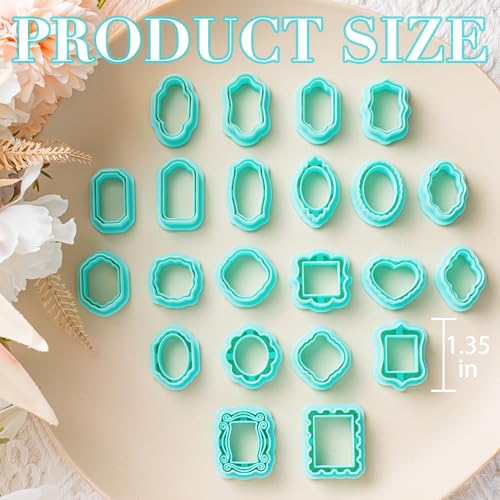 TAINSKY Polymer Clay Cutters - 22 Shapes Frame Clay Cutters, Boho Polymer Clay Cutters for Earrings Jewelry Making, Window Clay Cutters for Polymer Clay Jewelry. (Style-A) - color: Frame Set