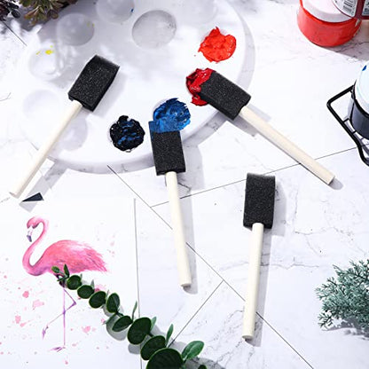 Leinuosen 200 Pack 1inch Black Foam Brush Bulk Sponge Paint Brush with Handle Wood Grip Foam Art Paintbrushes for Paint Crafts Art Acrylics Stains - size: 1 inch