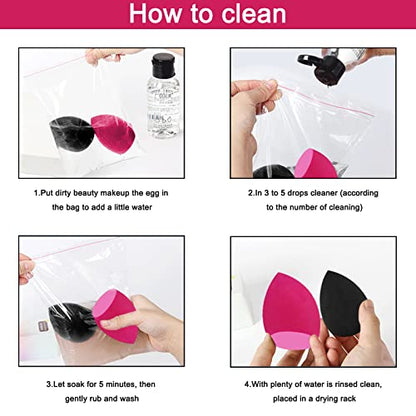 12 Pieces Professional Makeup Sponge Set,Latex Free Flawless Soft Setting Face Puffs,Multicolor Makeup Blending Sponge Cosmetic Applicator for Powder,Liquid,Facial Makeup Tools - color: Black Red Purple