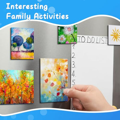 Engrowtic 60 Pcs 60 Pcs Mini Magnetic Canvas Panel Boards 3" x 3" 2.5" x 2.5" 2.2" x 3" 3" x 4" Magnetic Painting Canvas Panel Assorted Size for Painting Fridge Locker Art Crafts DIY