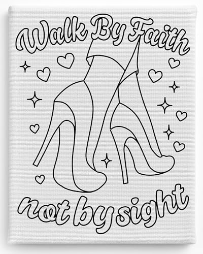 6 Pack 8x10 Walk By Faith Not By Sight Canvas Painting Pre-Sketched Stretched Canvases Christian Paint Night Beginner Paint Party Activity