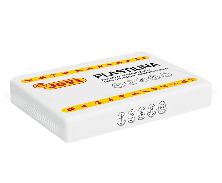 Jovi - Non-Hardening Pre-Sculpt Clay, 3 Pounds Total, 4 White Bars x 0.77lb | Professional Arts and Crafts Non-Toxic and Gluten Free plasticine - color: Multicolore