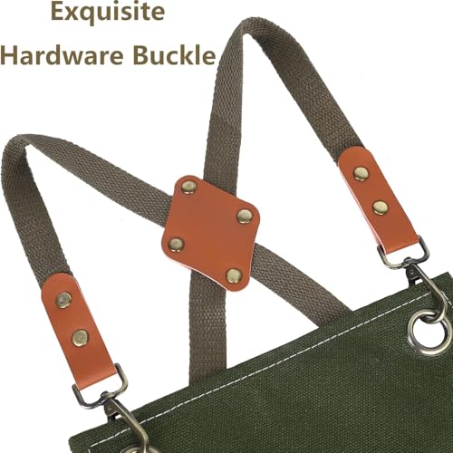 AFUN Aprons for Men Women with Large Pockets, 16-Ounce Cotton Canvas Cross Back Apron - color: Army Green