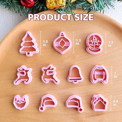 Keoker Christmas Polymer Clay Cutters - 11 Shapes Earrings Cutters for Winter - color: earrings clay cutters