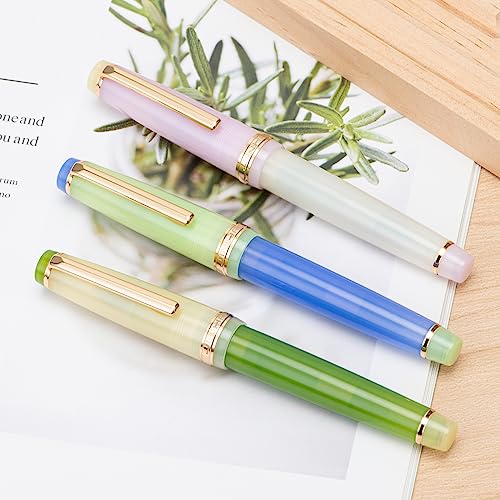 Jinhao 82 Acrylic Fountain Pen, Iridium Medium Nib with Ink Converter, Macaron Peach Pink Contrast Color Classic Design Smooth Writing Pen (Gold Trim) - color: Peach Pink, style: Medium (0.7 mm)