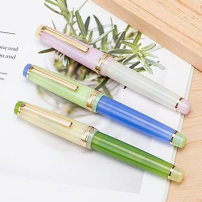 Jinhao 82 Acrylic Fountain Pen, Iridium Extra Fine Nib with Ink Converter, Macaron Peach Pink Contrast Color Classic Design Smooth Writing Pen (Gold Trim) - color: Peach Pink, style: Extra Fine (0.38 mm)