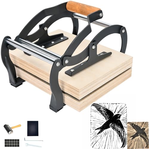 TOPOWN Linocut Press Machine, Printing Hand Lever Press Machine, Linocut Manual Printmaking Machine, A4 Size Lever Printmaking Press Machine with Felt Pad for Blocks up to About 25mm Thick - size: A4[8.27x11.69'']